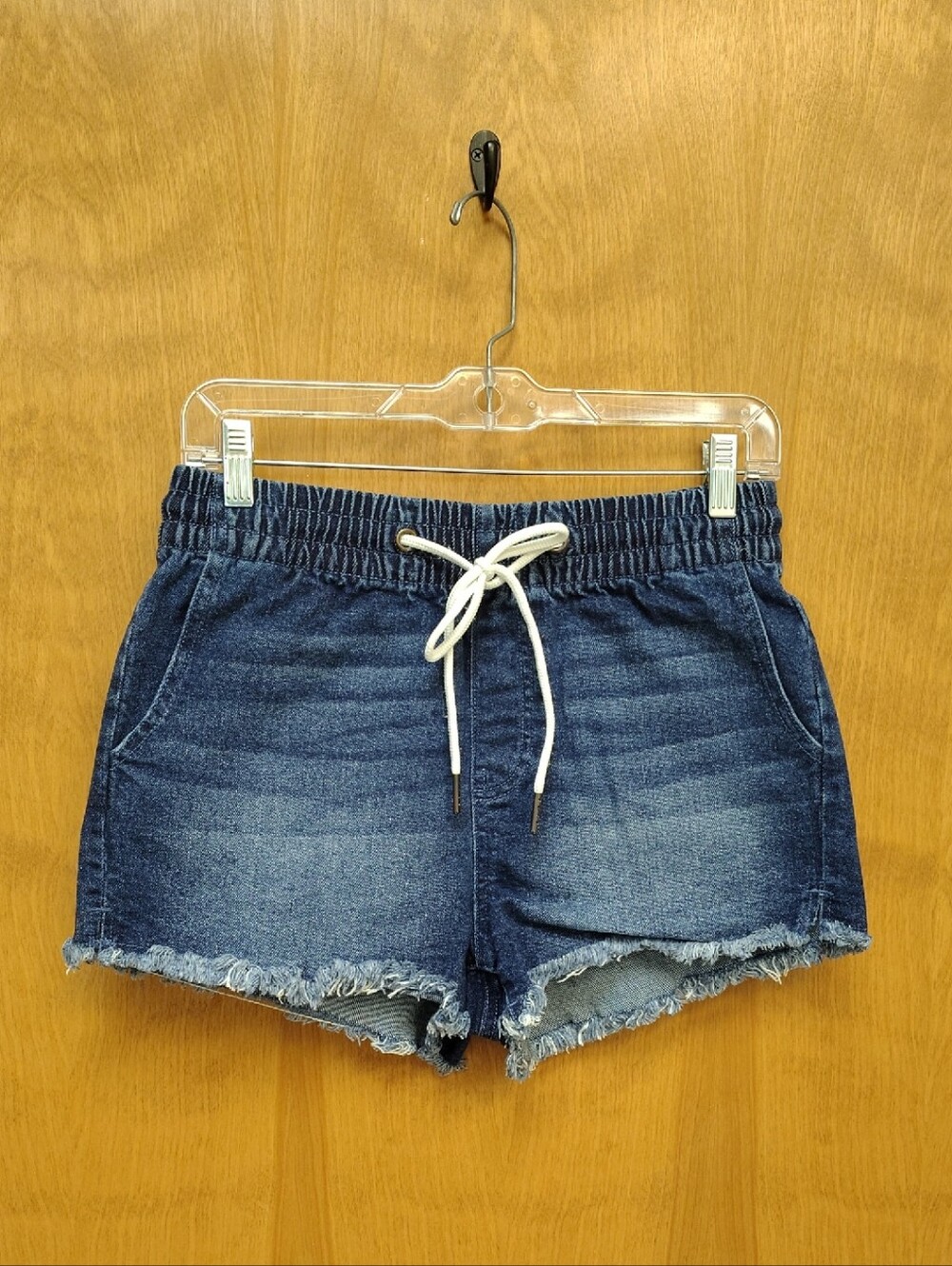 Kendall & Kylie The Jogger Short  Denim Drawstring Frayed Shorts